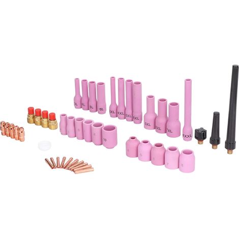 Kit accessoires soudage TIG 46 pièces SR WP 9/20/25 avec godets, joints, pinces et lentilles (1/5)