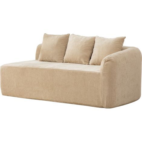 Fauteuil en Chenille beige avec Sans montage, chenille kaki clair, format compact, module unique et Mousse 30D (1/5)