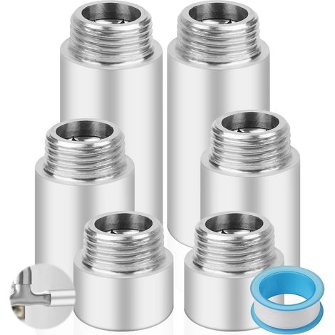 Lot de 6 Rallonge Robinet G1/2, Acier Inoxydable 20/40/60mm, Raccord Fileté pour Salle de Bain