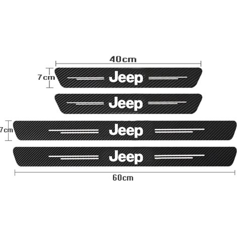 (4 pièces pour Jeep) Autocollants en fibre de carbone pour seuils de portières et coffres de Jeep Wrangler,Renegade,Compass,Patriot,Commander et Grand Cherokee