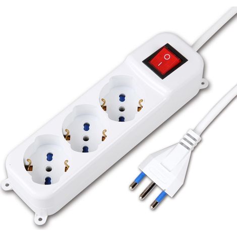 Ciabatta Multipresa Elettrica Con 3 Posti Schuko Con Interruttore Per Accensione (1/4)