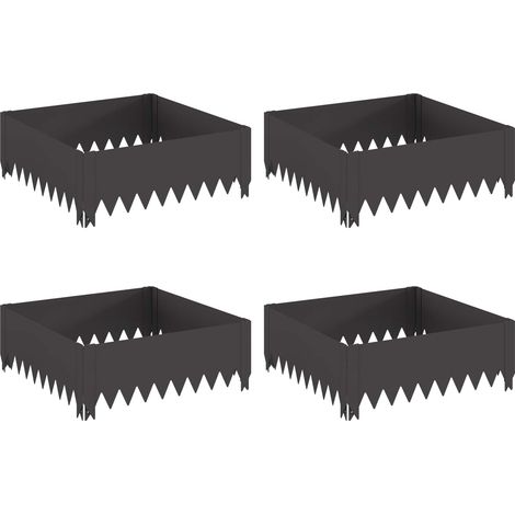Raseneinfassung 4 Stk. 60 x 60 x 20 cm Stahl Schwarz vidaXL (1/5)