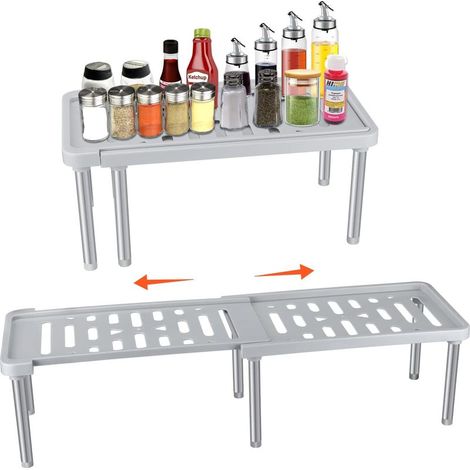 Étagère à épices et de rangement — Organiseur extensible pour épices et assaisonnements — Rangement pour cuisine, placard, plan de travail et salle de bain (1/5)