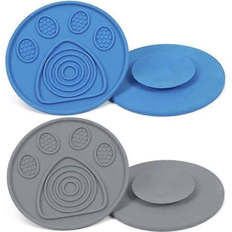 Lot de 2 tapis à lécher en silicone pour chiens avec forte aspiration, à lécher au beurre de cacahuète (1/4)