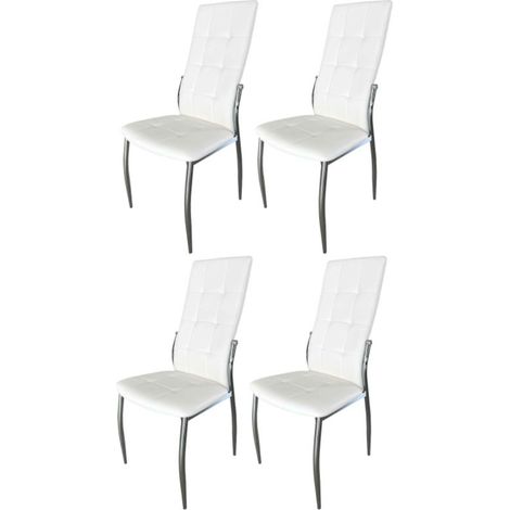 Pack 4 Sillas Comedor Laci Estilo Moderno Polipiel Cromadas Blanco 101x51x45 cm (1/5)