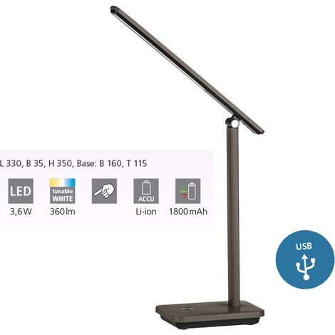 Lampada Da Tavolo Minimal Iniesta Policarbonato Nero Luce Led Integrato 3,6W (1/5)