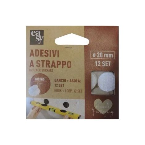 12 PZ ADESIVI A STRAPPO ROTONDI COL.BIANCO D.35MM