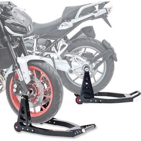 Béquille Moto SC1 Béquille Atelier Moto Roue Arriere Moto Monobras noir + Béquille avant Superlight Racing aluminium