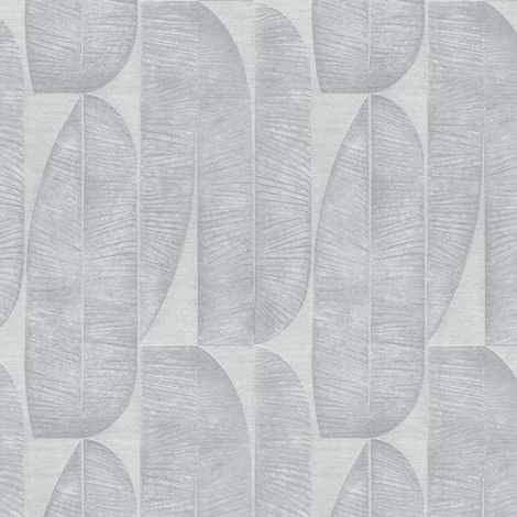 Papier peint nature gris argenté Tapisserie à motifs géométriques feuillage pour couloir Papier peint plantes idéal salon & chambre (1/4)