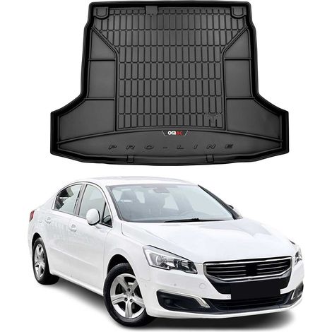 Tapis de Coffre 3D TPE Premium Compatible avec Peugeot 508 2010-2018 Bac de Protection de Coffre Intérieur antidérapant Revêtement de Coffre Bords Hauts pour Voiture Noir (1/5)