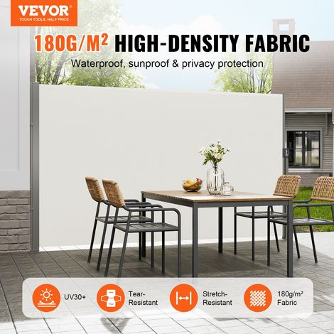 Auvent Latéral Rétractable 160x300 cm Paravent Extérieur Imperméable Brise-Vue Tissu en Polyester 180 g/m² Pare-vent Écran de Sépar… (1/5)
