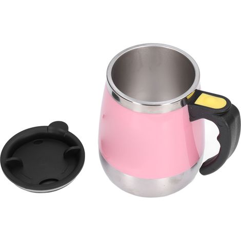 Mug à mélange automatique avec aimant pour café, thé, chocolat chaud et lait, en acier inoxydable rose