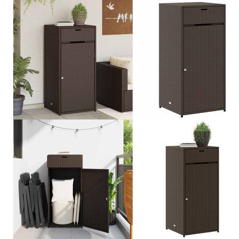 Armadietto Portaoggetti Giardino Marrone 55x55x111cm Polyrattan - Armadietto portaoggetti - Armadietto esterno