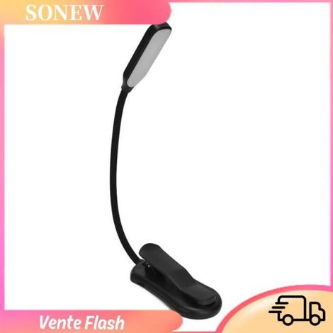 Lampe De Lecture - LED 7 Perles - Réglage Tactile 3 Niveaux - 3000 À 6000 K - USB Rechargeable - ABS Noir - 95 G (1/5)