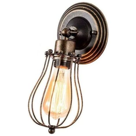 Applique murale de style industriel, suspension de style vintage, 1 pièce, avec ampoule (couleur rouille) (1/4)
