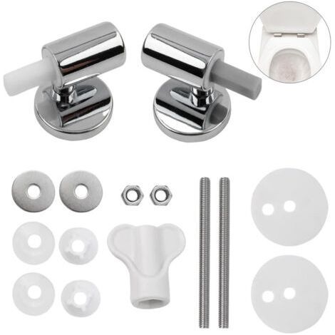 Set mit 2 Befestigungssets für traditionelle und moderne WC-Sitze mit Absenkautomatik, Schnellverschluss-Scharnieren, Befestigungsscharnieren von oben, WC-Austauschset (1/5)