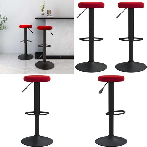 vidaXL Tabourets de bar lot de 2 rouge bordeaux velours (1/5)