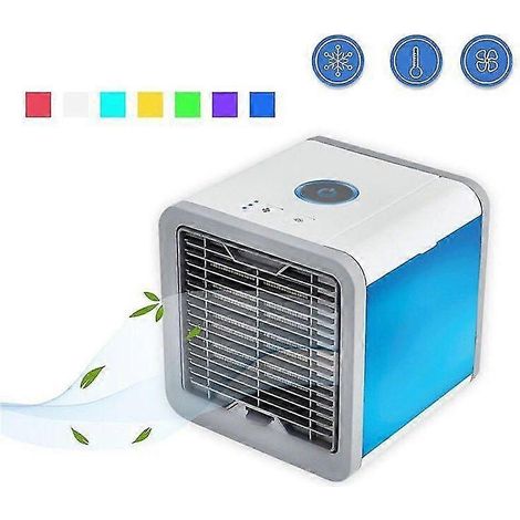 Refroidisseur d’air portable Luxora 3‑en‑1 : ventilateur, humidificateur, purificateur, 3 vitesses, 7 lumières LED