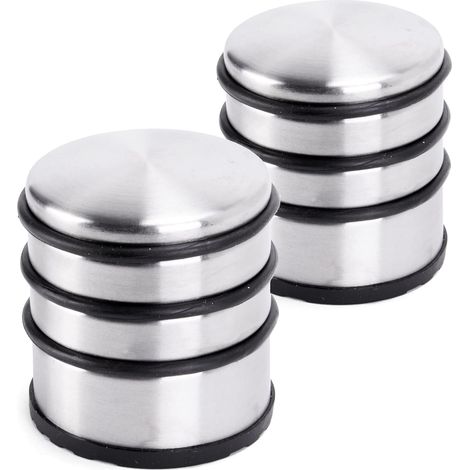 Stainless Steel Flat Door Stopper, 7x8cm (LxH) Door Wedge 1 kg for Heavy Doors - Design Stainless Steel Non-Slip Bumper for Slippery Floors - Set of 2 pieces (1/5)