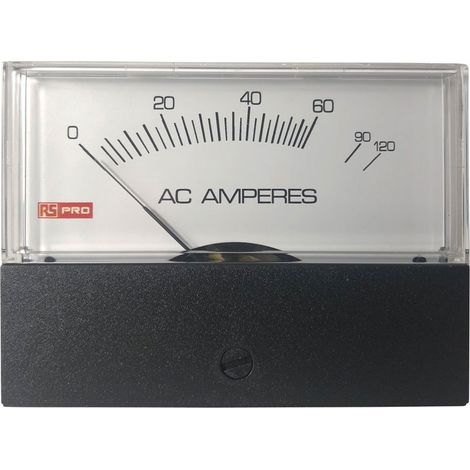 Ampèremètre analogique de panneau V c.a. RS PRO, Echelle 10 (Input) A, 120 (Scale) A, 76mm x 74mm ( Prix pour 1 ) (1/3)