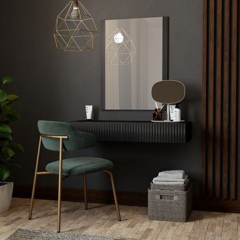 Coiffeuse suspendue noire avec miroir Gustave (1/5)