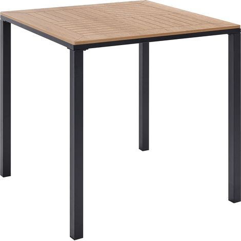 Modern Garden Table Square Design Brown Synthetic Material Table Top Iron Frame Black Levanto (1/5)