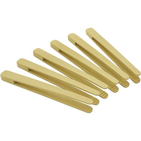 Lot de 6 Pinces Bois De Hêtre, 30 Cm, Surface Rainurée, Cuisine Et Barbecue (1/5)