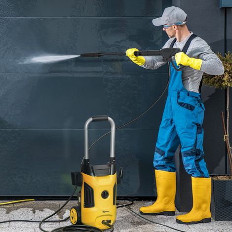 Adjustable High Pressure Washer with 1800W Motor,150 Bar Max Pressure,6m Hose,Spray Gun,and Foam Bottle for Effective Outdoor Cleaning