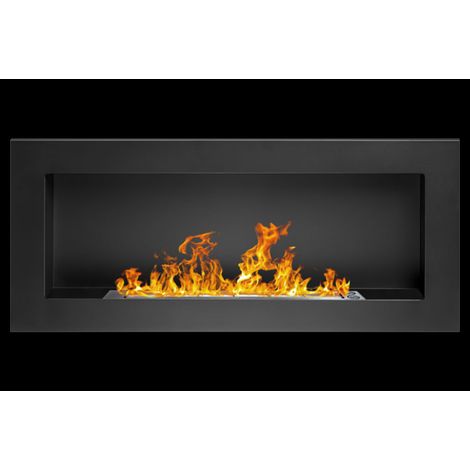 Divina Fire – Cheminée bioéthanol murale ou encastrable Lucca Nero – Dimensions 90x12x40 cm – Brûleur inox 0,75L – Puissance 2,5 kW – Combustion propre sans conduit (1/8)