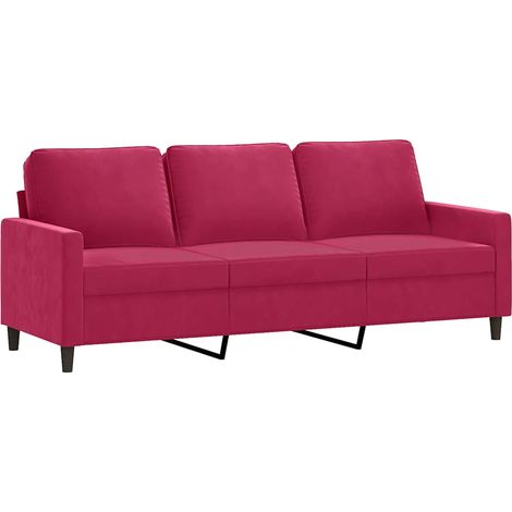 Canapé Sofa à 3 places Rouge bordeaux 180 cm Velours