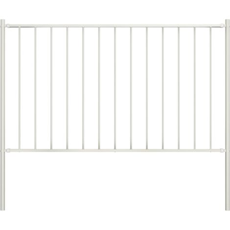 Panneau de clôture poteaux Acier enduit de poudre 1,7x1 m Blanc (1/4)