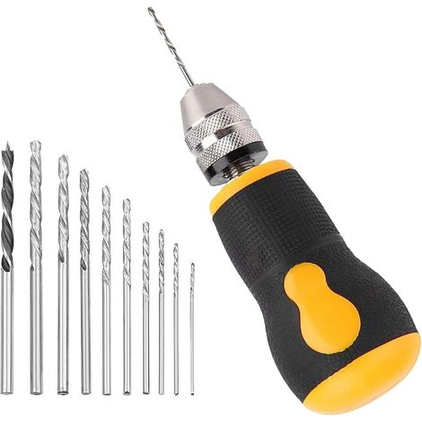 Ensemble de petits forets hélicoïdaux, petits outils rotatifs, petite perceuse manuelle, perceuse manuelle multifonctionnelle portable, outils rotatifs robustes en acier au carbone pour le poli (1/5)