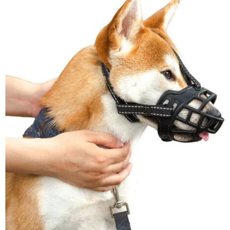 Muselière noire pour chiens, adaptée aux poids de 20 à 35 jin (environ 10 à 19 kg), 1 unité réglable, empêche de mordre et d'aboyer. (1/5)