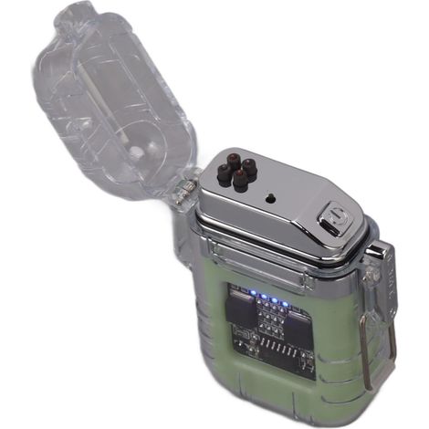 Briquet électrique à double arc, transparent, étanche, coupe-vent, avec indicateur de puissance, édition lumineuse (1/5)