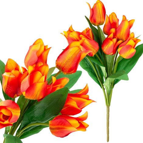 CV26811-4 RAMO GRANDE DE TULIPANES X9 FLORES ARTIFICIALES TULIPANES EN RAMO DE SILICONA
