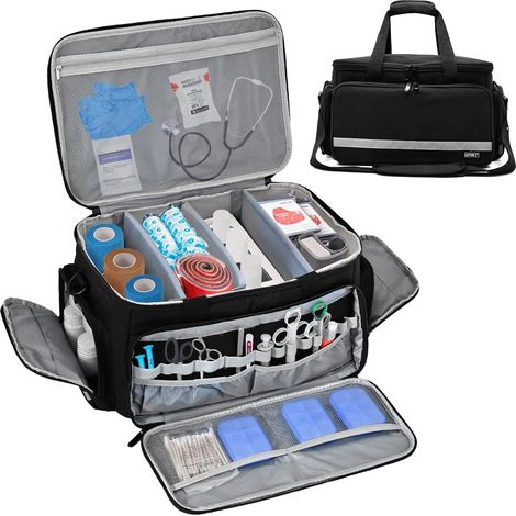 Sac de Fournitures médicales,Sac de Premiers intervenants,Trousse de Secours Vide avec séparateurs Amovibles pour Soins de santé à Domicile,Visite hospitalière,Voyage ou événement d'urgence