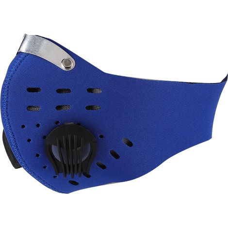 Masque anti-poussière charbon actif bleu écran facial élastique respirant extérieur cyclisme couvre-bouche (1/5)