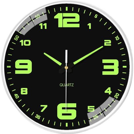 8-Zoll-Quarz-Wanduhr mit lautloser Beleuchtung, berührungslos, einfache Installation, kein Bohren erforderlich, für Wohnzimmer, Schlafzimmer und Küche (1/5)