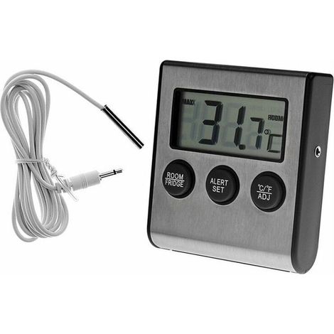 ALLIANDISThermomètre LCD numérique pour réfrigérateur, thermomètre magnétique pour réfrigérateur avec alarme de guerre haute et basse température pour réfrigérateur, chambre froide (1/4)