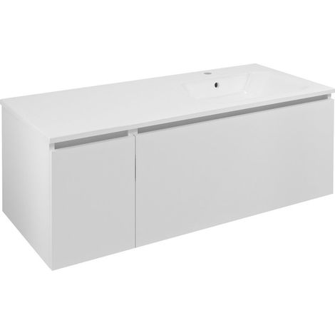 Meuble vasque LOREA 120x46x51,5cm (30+90cm), droite, blanc mat (1/4)