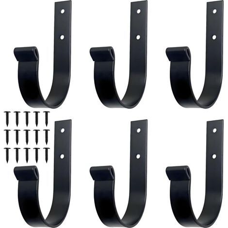 6-teiliger Garderobenständer, Wandgarderobenhaken inklusive Schrauben, Badezimmer-Handtuchhalter, Handtuchhalter, zum Aufhängen von Mänteln, Jacken, Hüten und Handtüchern (schwarz) (1/5)