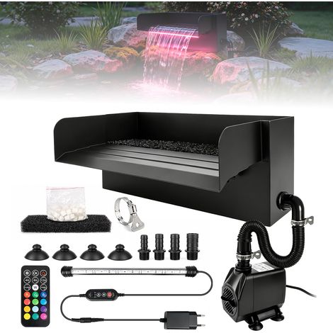 Cascade Bassin Extérieur en Acier Inoxydable Complète avec Lumières LED Télécommandées, Pompe Bassin Extérieur 45 W 3500 L/h, Cascade pour Piscine et Ensemble de Ruisseau pour Jardin Étang (1/5)