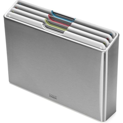 Joseph Joseph Folio Set di 4 pezzi, Taglieri da cucina in plastica, Colori Codificati, con Custodia Porta Taglieri (1/5)