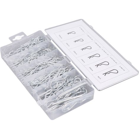 Lot de 150 goupilles en acier zingué, forme R, pour attelage remorque, assortiment de broches de fixation (1/5)