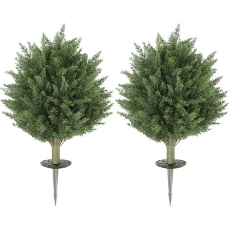 Lot de 2 plantes artificielles, cyprès artificiel résistant aux UV avec 387 feuilles et piquet, Ø 40 x 60 cm (H), vert