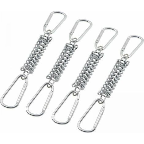 4pcs Boucle Ressort Tension Fixation Store - Voile D'ombrage Fixations Accessoires en Acier Inoxydable avec 4 Ressorts HéLicoïdaux 8 Mousquetons pour Tentes Auvents Camping (1/4)