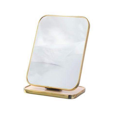 Miroir cosmétique sur pied Ecarla à une face, cadre doré, 15 x 20 cm, L19 (1/5)