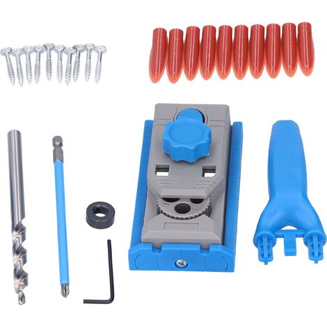 Guide de Perçage Oblique pour Bois, Gabarit de Cheffrage avec Localisateur de Cheville, Kit d'Outillage de Menuiserie (1/5)