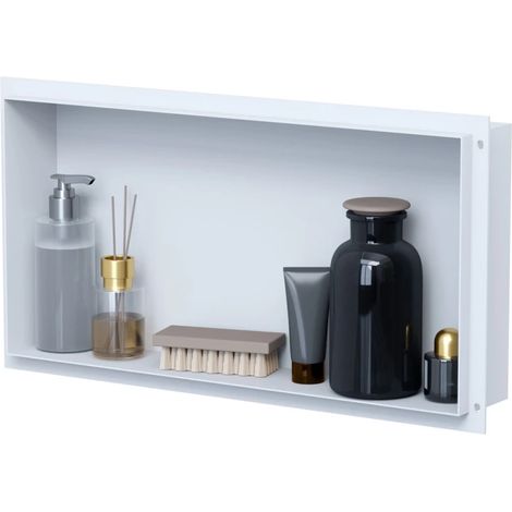 VILSTEIN Duschnische 30x60 cm Unterputz Wandnische Weiß Randloses Duschregal mit Ablagefach