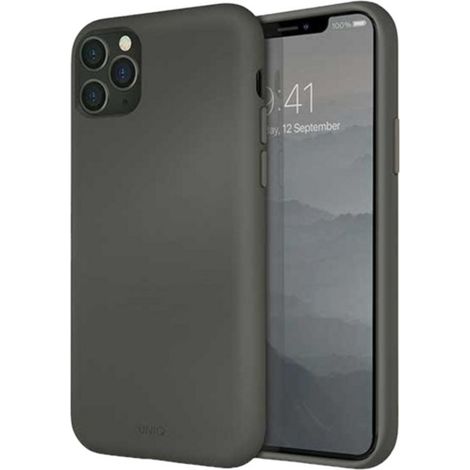 Uniq Lino Hue iPhone 11 Pro Max Hülle Grau/Moosgrau (1/3)